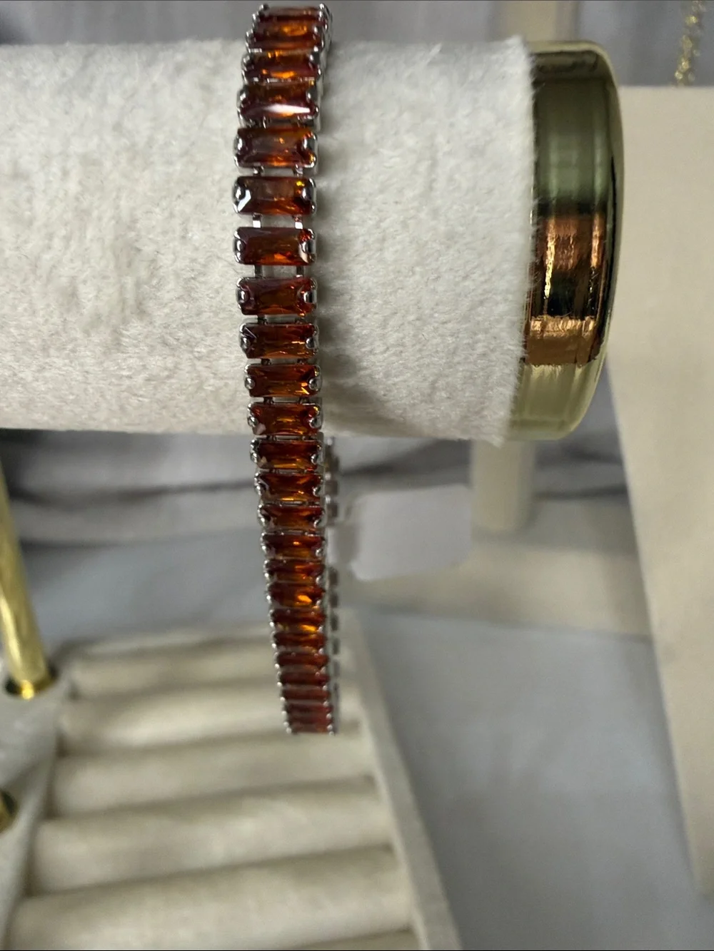Stackable Amber Baguette Tennis Bracelet silver
